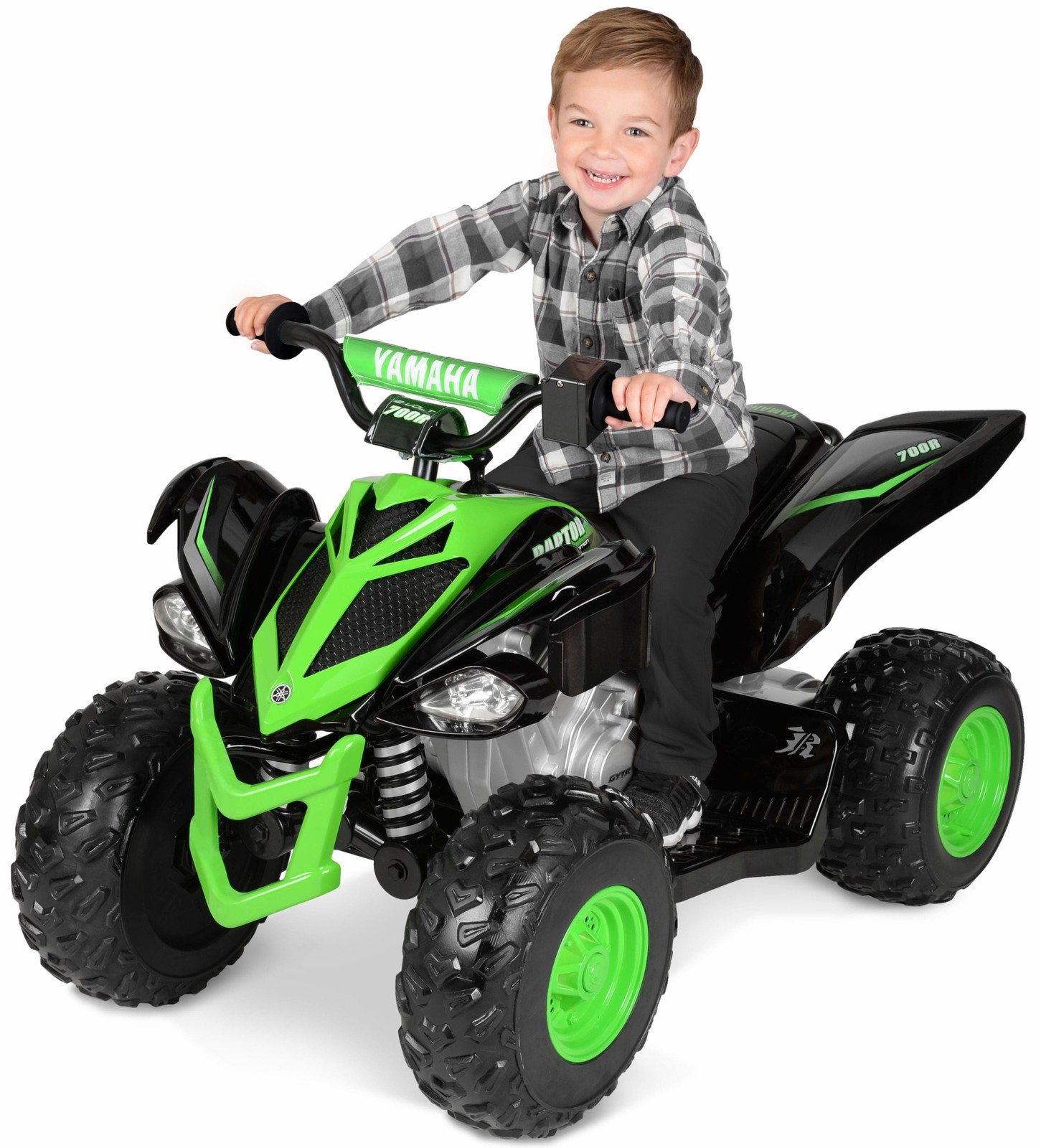 Kids Ride On Toy ATV Yamaha Raptor Quad Bike 12V Battery Powered Black Green
