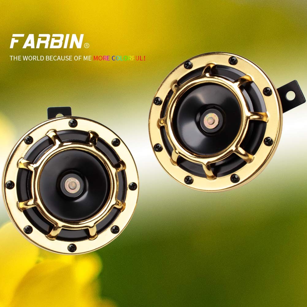 Gold 12V Electric Car Horns High Low Tone Twin Horn Kit Train Horn