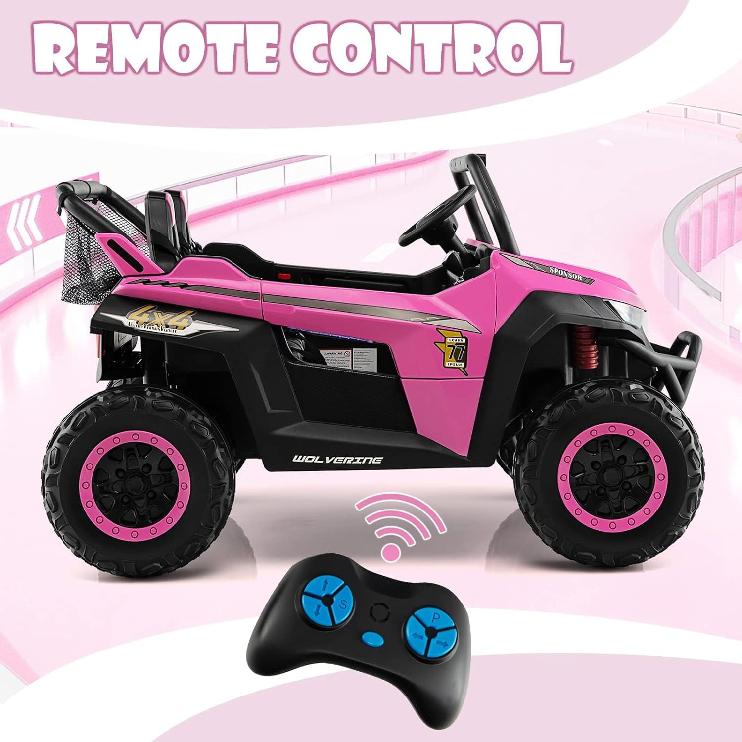 2 Seater Ride on Car for Kids, 12V UTV Kids’ Electric Vehicles with Remote Contr