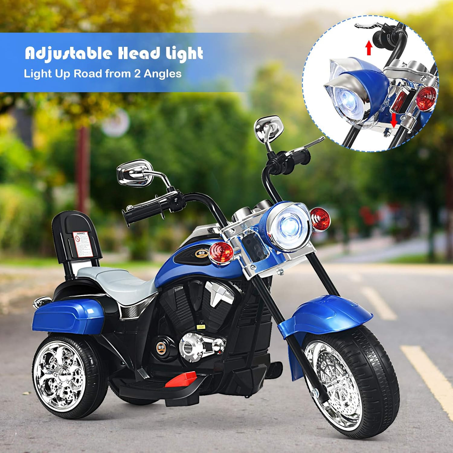 Electric Child Motorcycle Chopper Style Battery Powered Bike Motor Ride On Toy