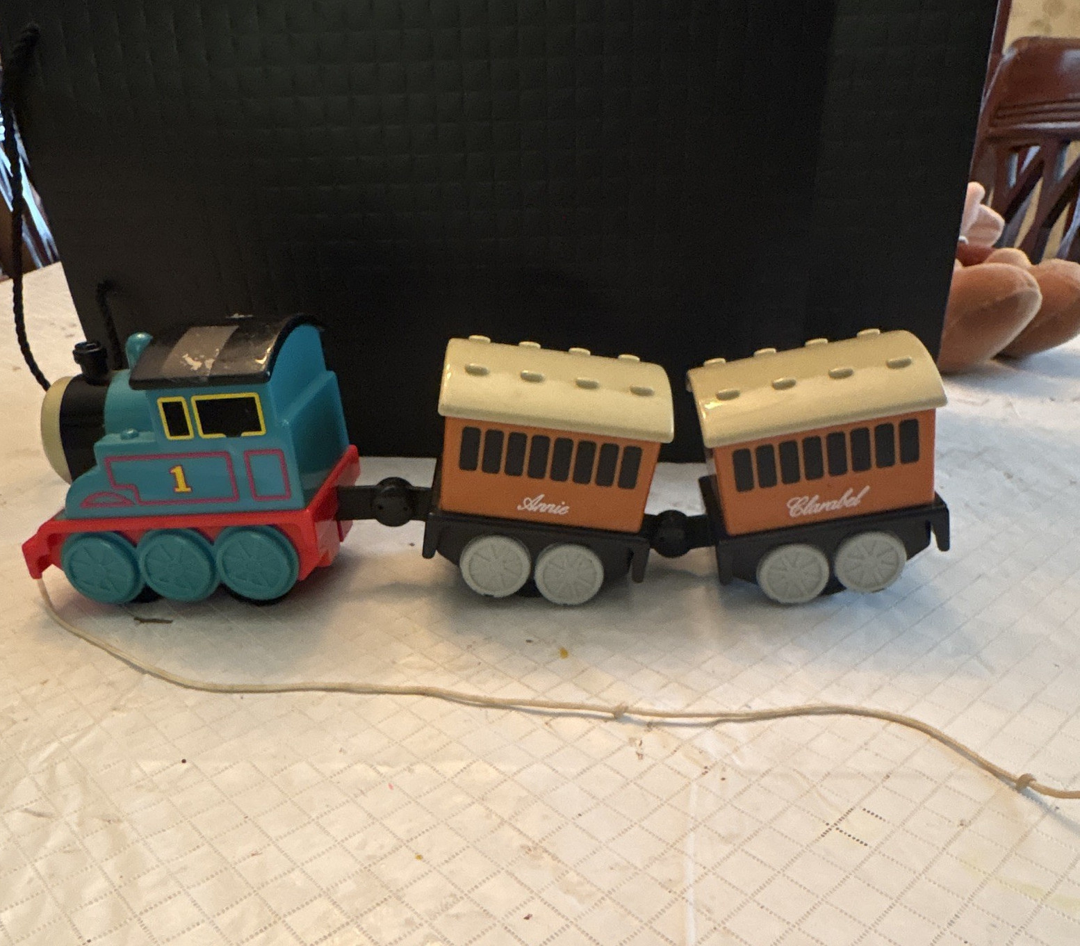 Tomy Thomas & Friends Battery Operated Ride-On Train with Annie & Clarabel Cars