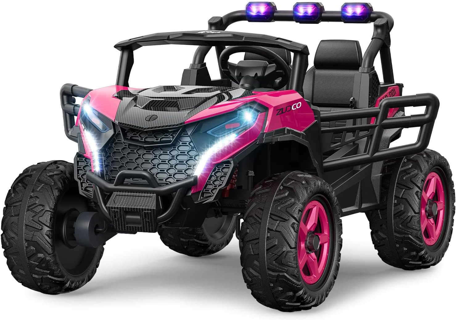 24V 2 Seater Ride on Car Truck 4X200W, EVA Tires, 4WD/2WD, Rainbow Lights, Remot