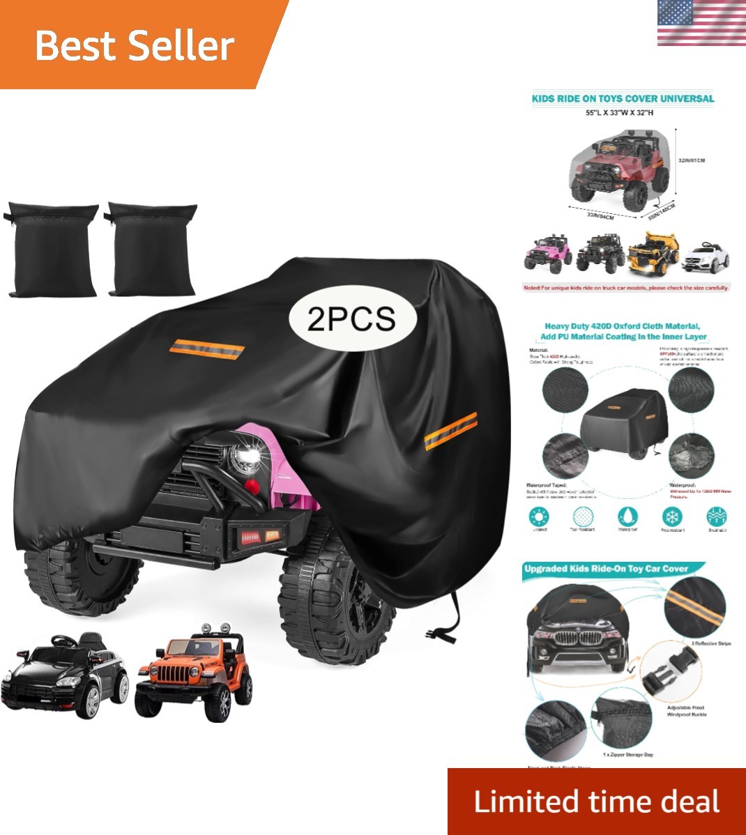 Kids Ride On Car Cover 2PCS,Large Power Wheels Cover Waterproof,Heavy Duty 42…