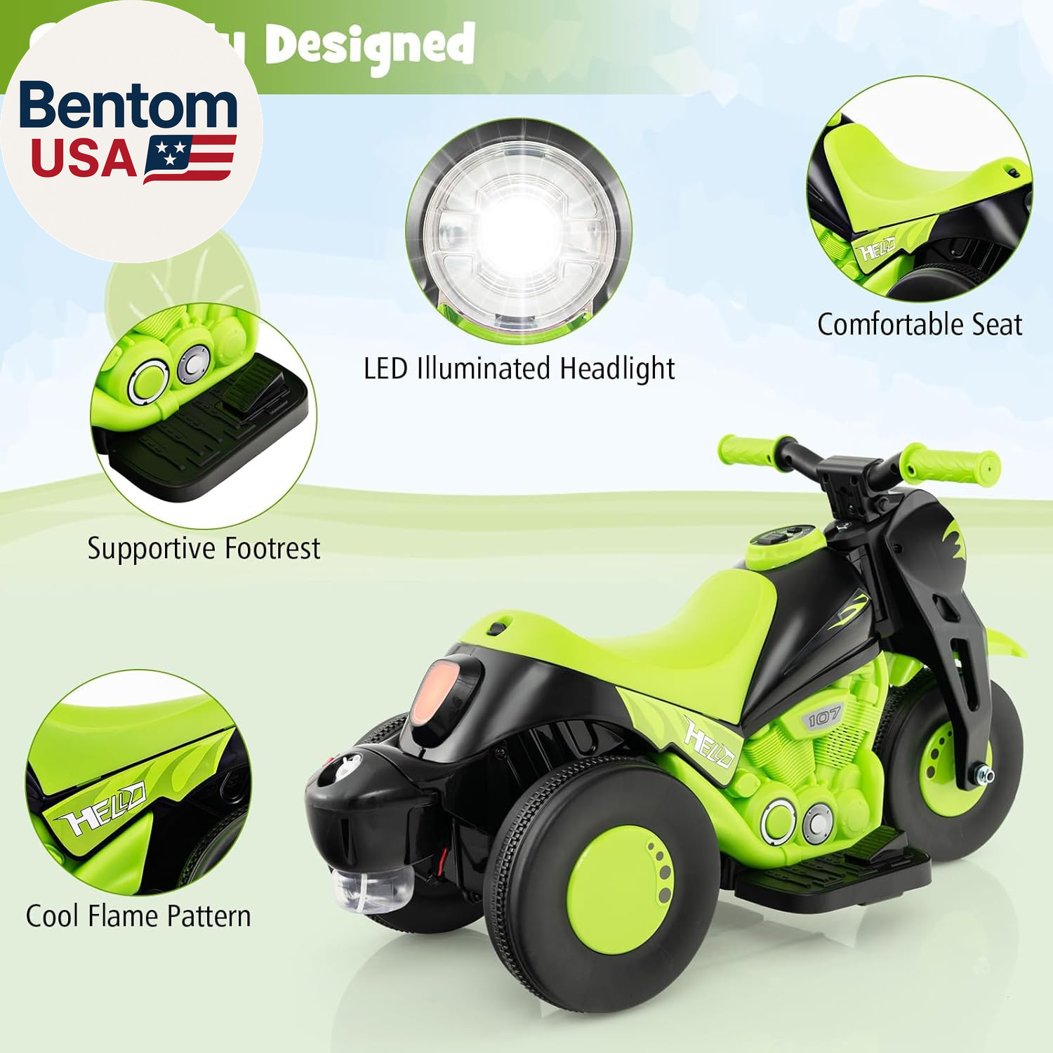 Kids Motorcycle, 6V Battery Powered Ride on Motorcycle with Bubble Maker, Music,