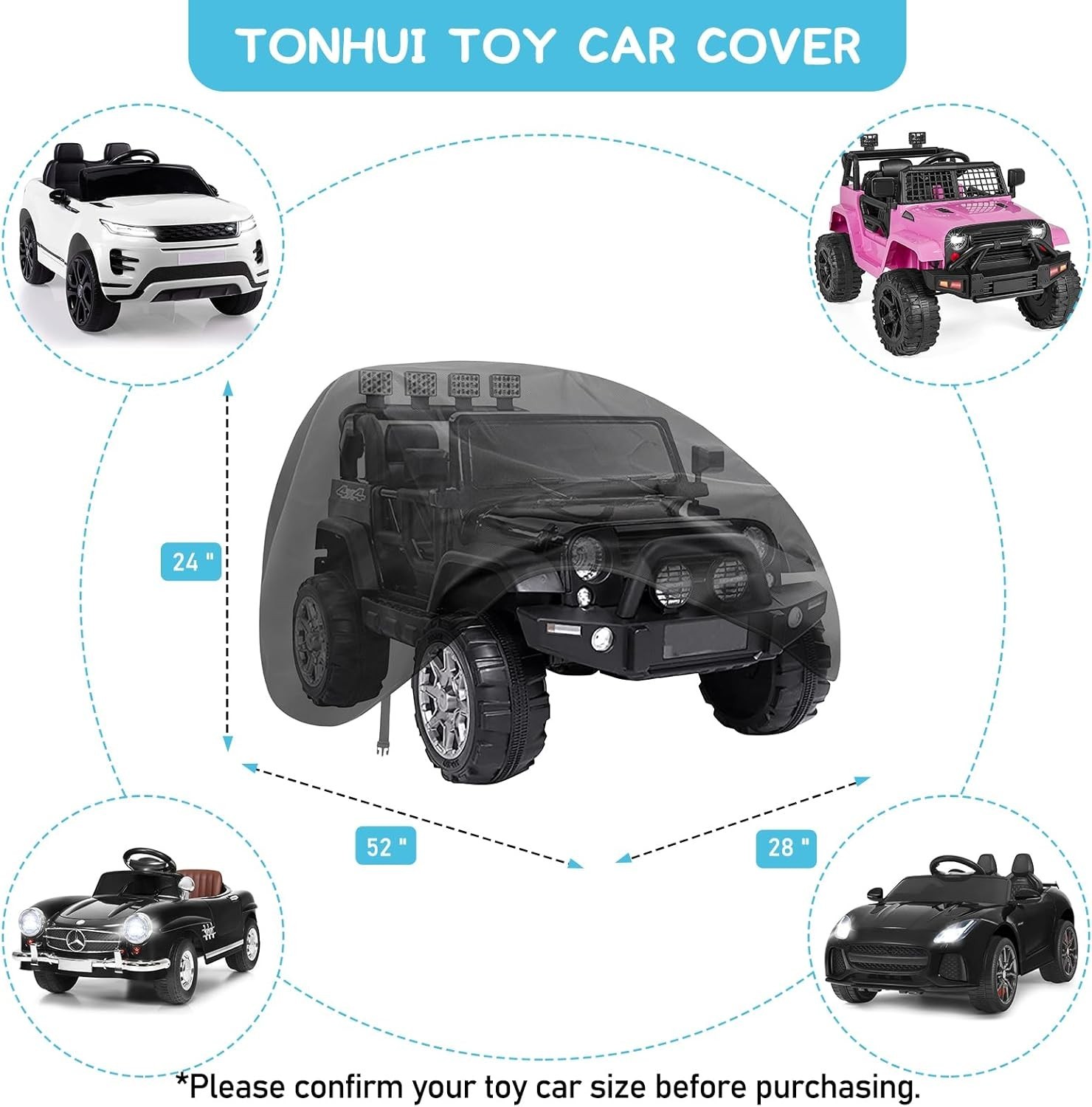 Kids Ride-On Toy Car Cover, Outdoor Wrapper Resistant Protection for Electric…