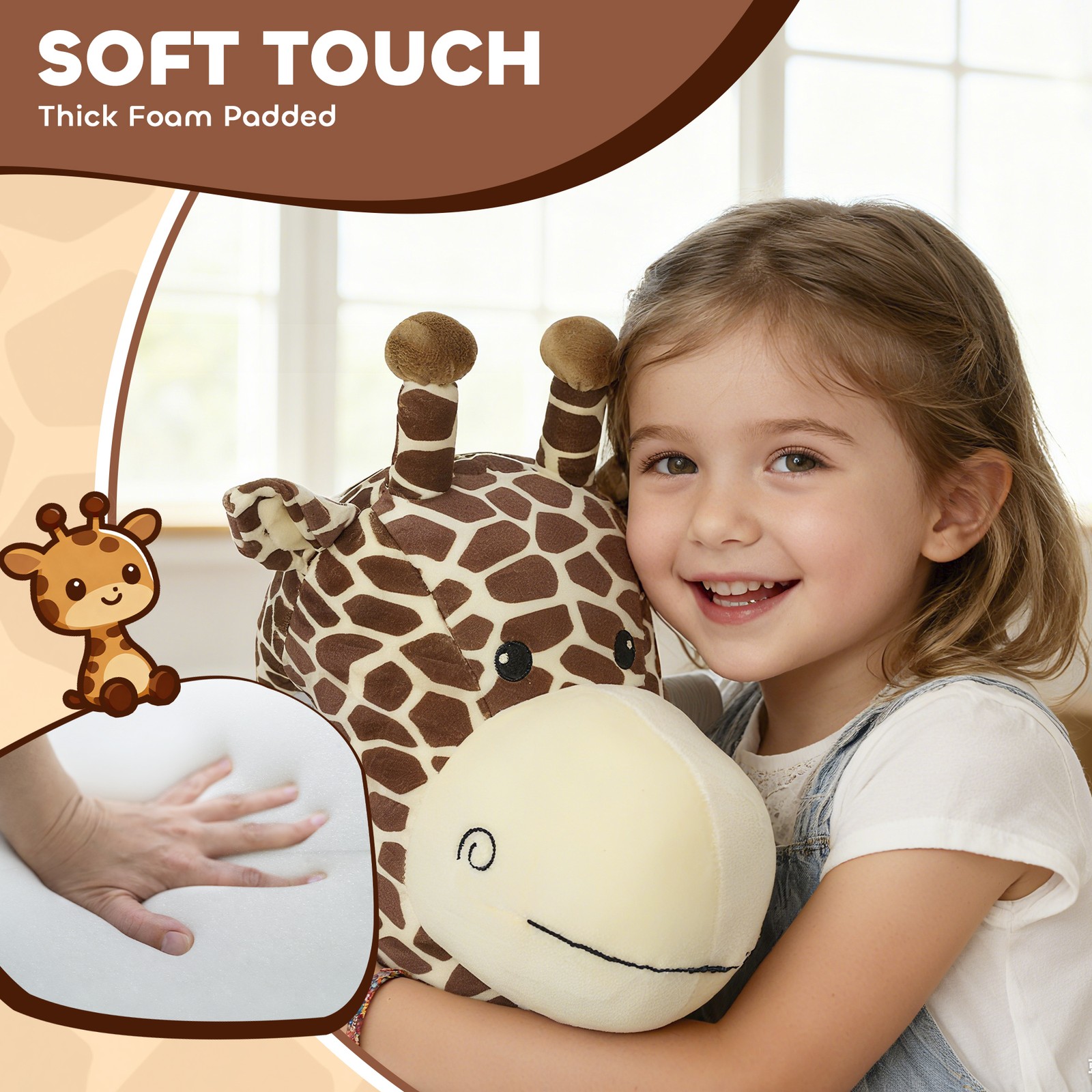 Qaba 6V Kids Ride On Giraffe Battery Powered Toy Washable Plush Cover Brown