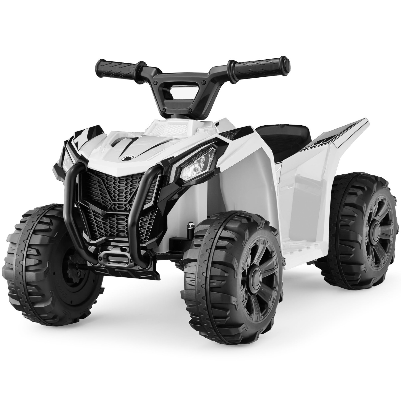 6V Kids Ride On ATV Quad 4-Wheeler Toy Car, Treaded Tires, 1.8MPH Speed, White