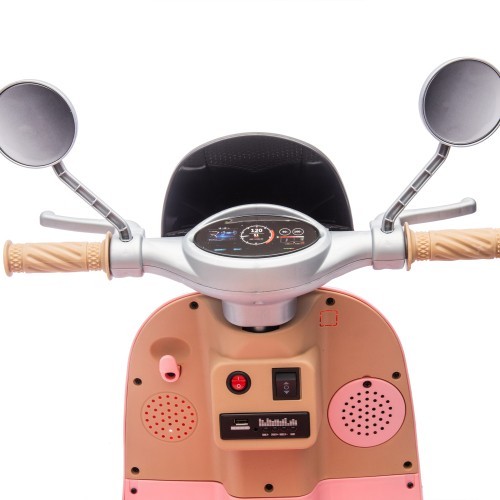 12V Kids Ride On Three-Wheel Two-seater Electric Motorcycle w/Bluetooth For Kids