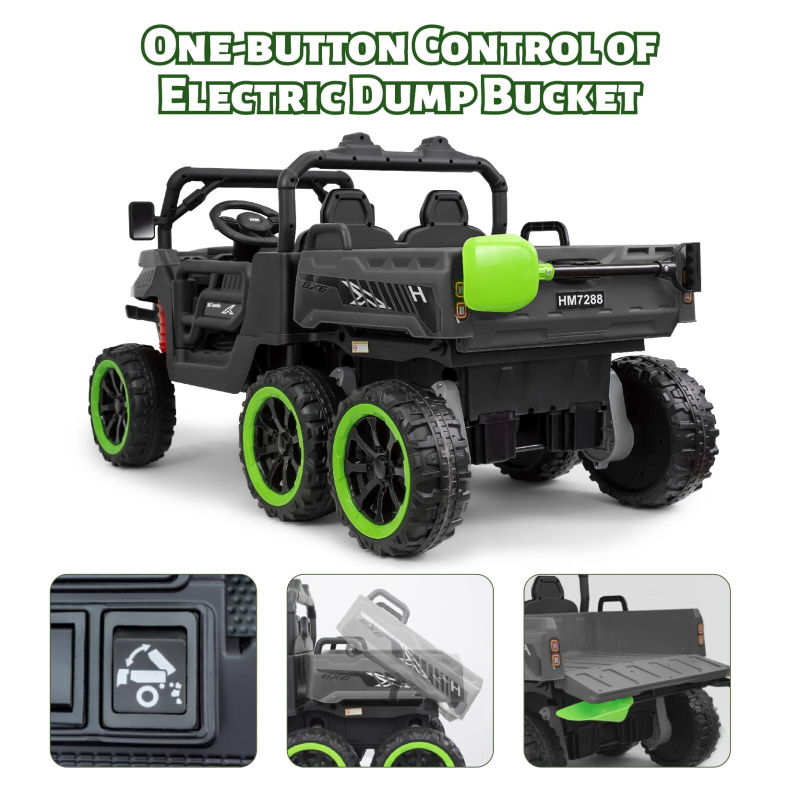 Black Kids 2 Seater Ride on Car 24V Electric Dump Truck 4WD Off-road UTV /Remote