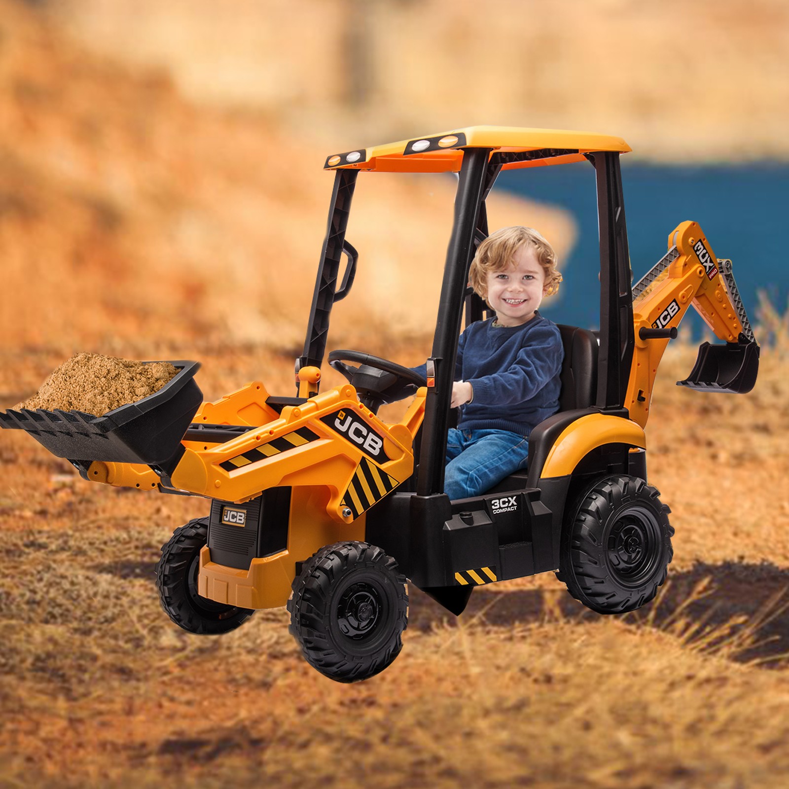 Ride on Tractor,Excavator & Bulldozer,Electric Vehicle w/ RC,Loader, Digger,Horn