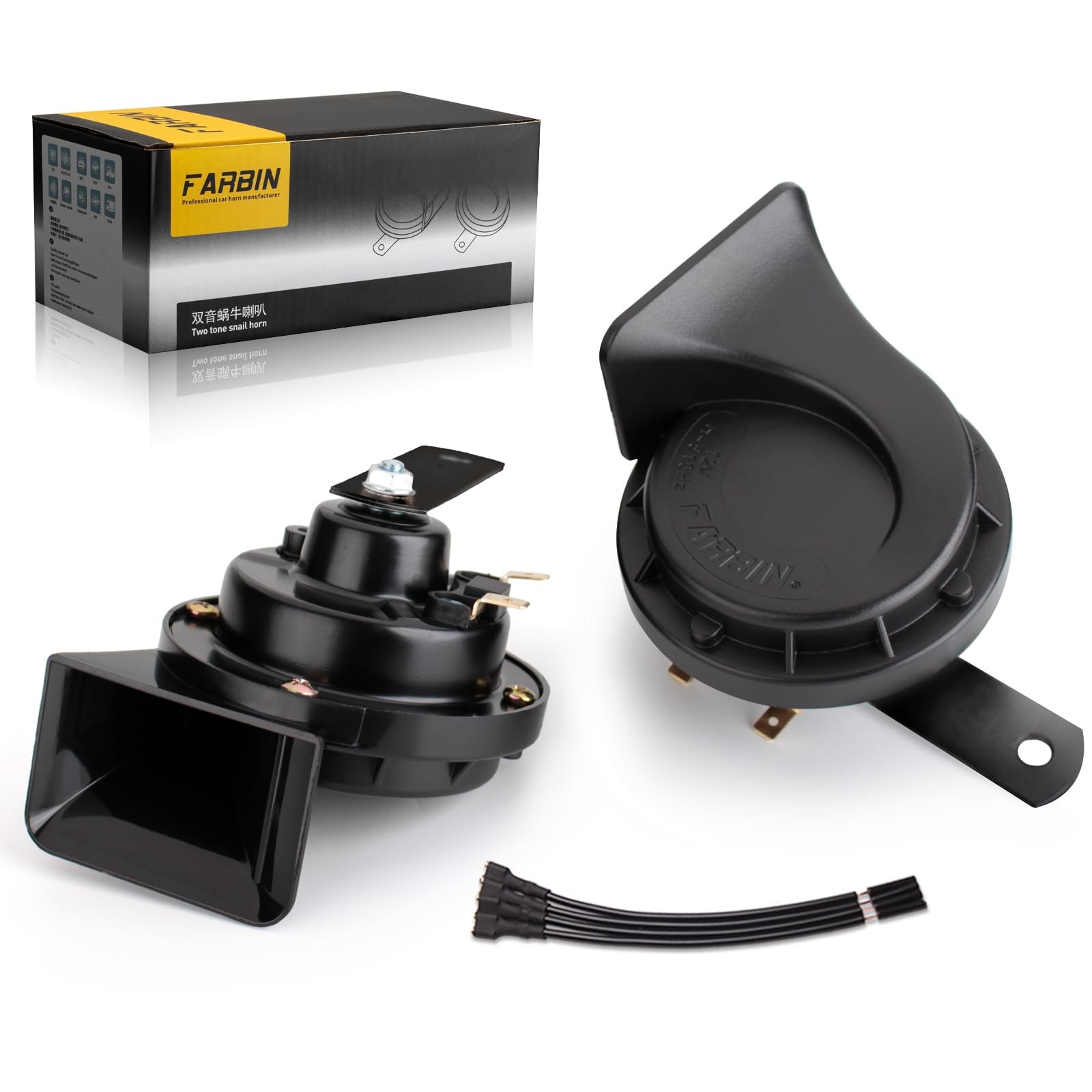 Horns Auto Horn 12V Car Horn Loud Dual-Tone Waterproof Snail Horns Kit Univer…