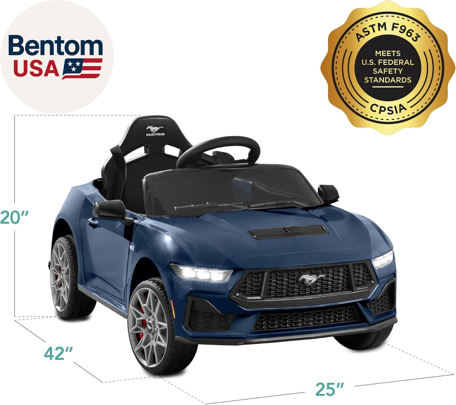 Kids 12V Electric Ride on Car Officially Licensed Ford Mustang W/Parent Control,