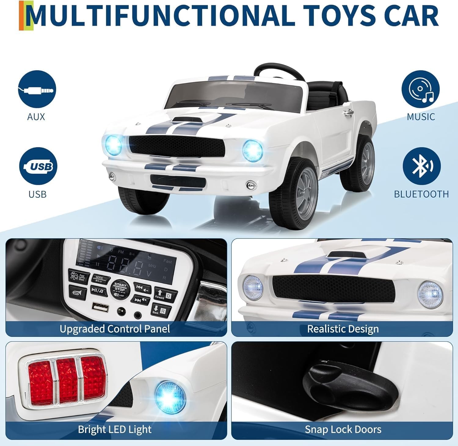 Licensed 24V Ride on Toy Electric Car with Remote Remote MP3 LED for Kids 3-8Yrs