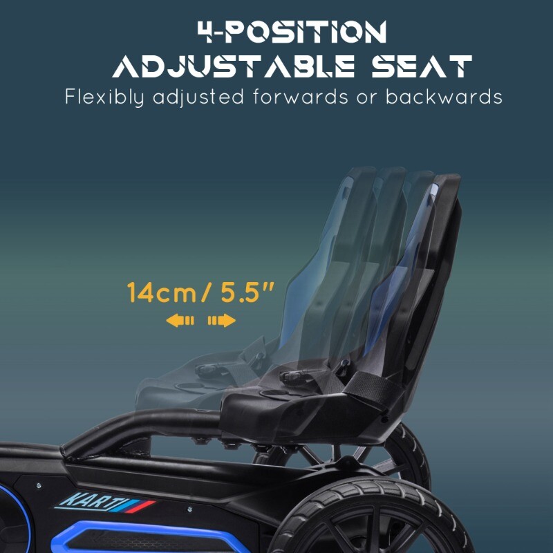 Kids Pedal Go Kart Ride on Toy w/ Adjustable Seat Swing Axle Handbrake Aged 3-8
