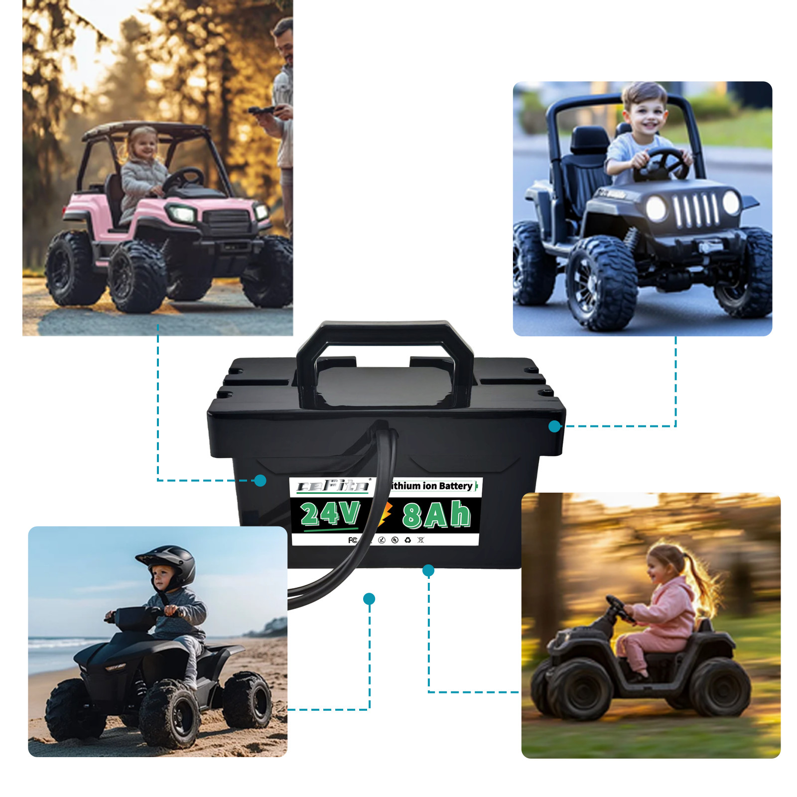 24V 8Ah Lithium Battery 24Volt Kids Ride-On Cars & Toy Cars Replacement Battery