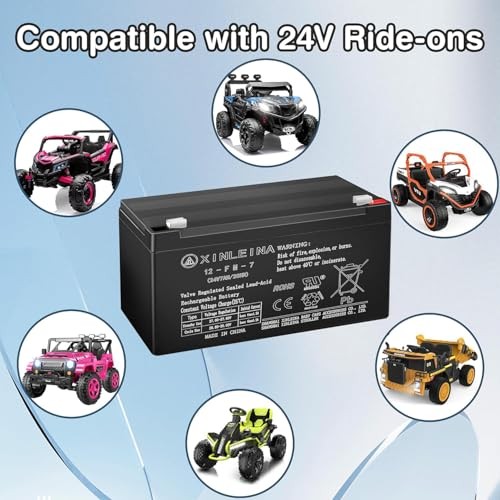 24V 7AH Battery for 24 Volt Ride on Cars Toys, 24V 7Ah Rechargeable 7 Amps