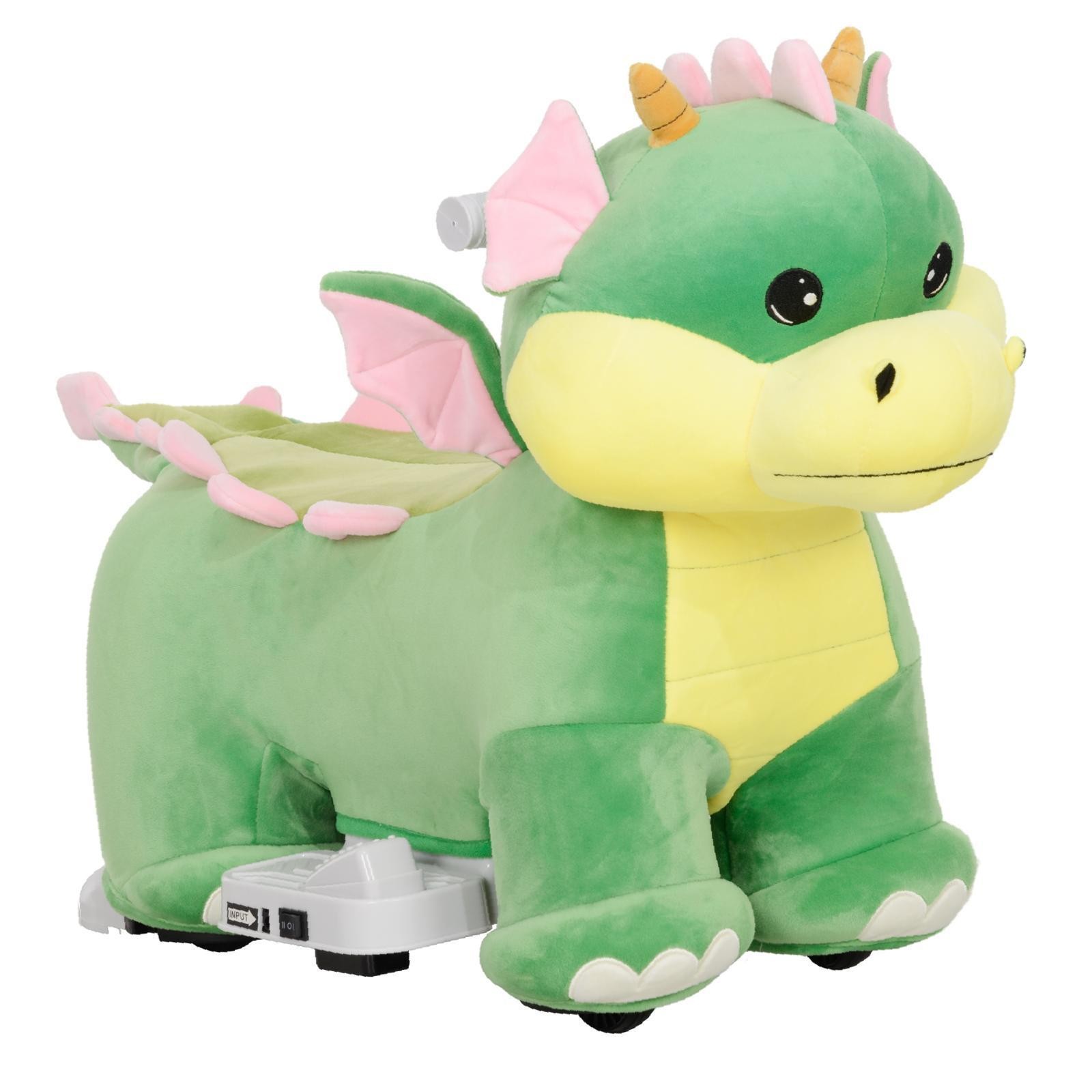 Green Animal Car 6V Kids Electric Ride on Triceratops Toy Music PU Wheels Riding