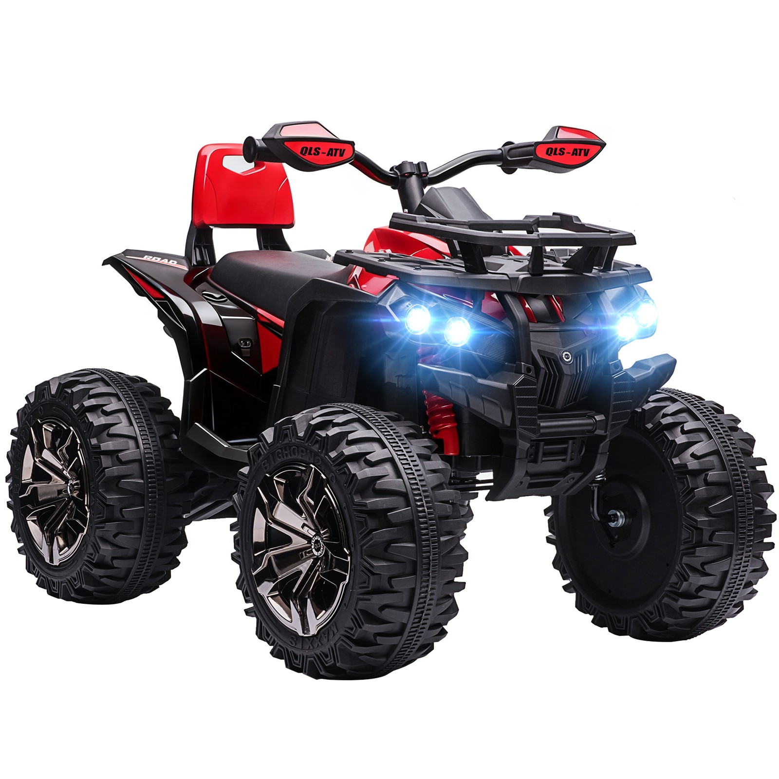 12V Kids ATV Quad Car Toy with Music & Headlights, Red