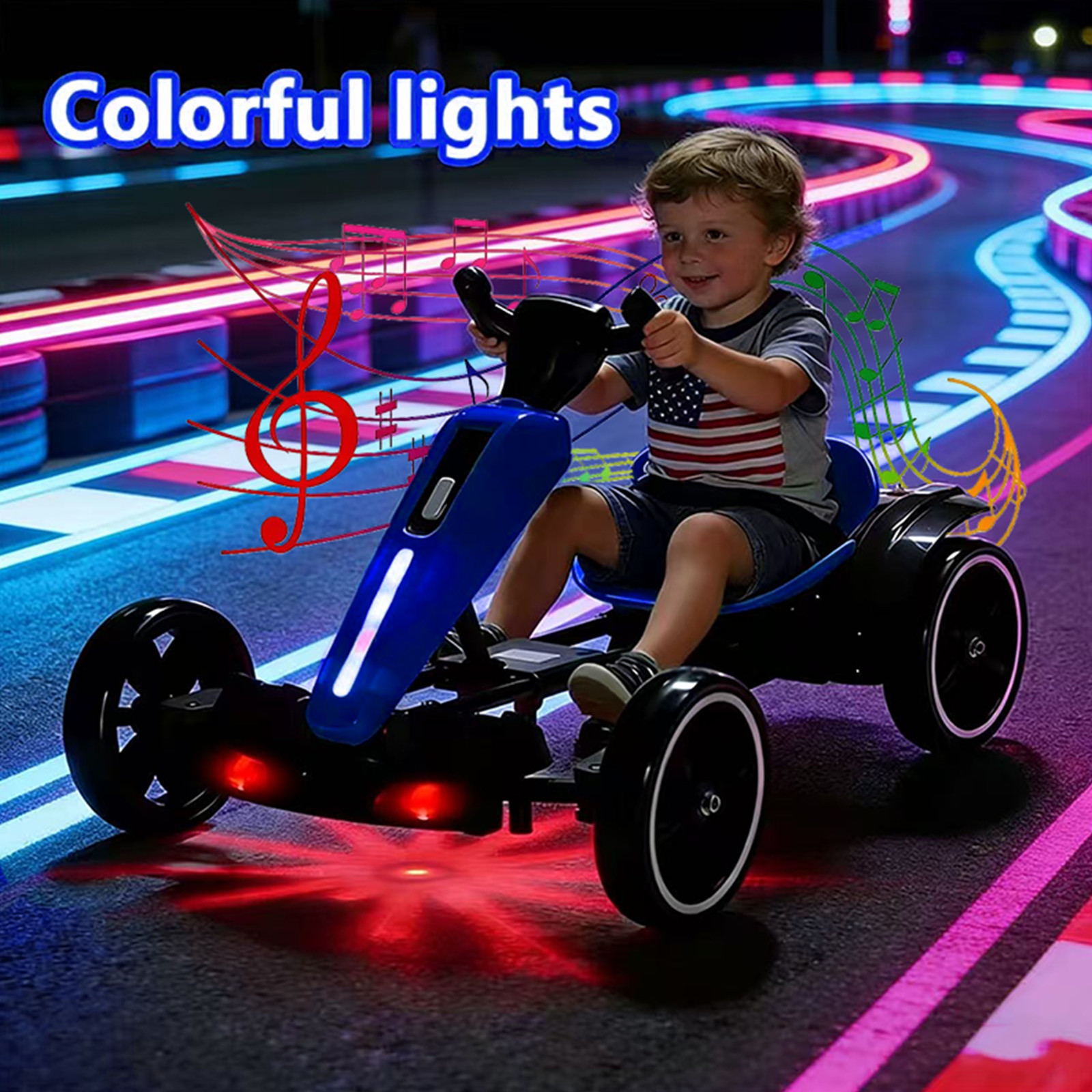 12V Kids Go Kart Electric Ride on Toy Adjustable Seat for Boys Girls 3-6 Years