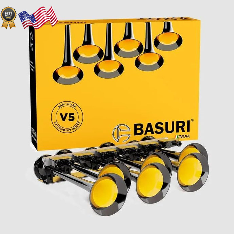 BASURI Musical Air Horn 12/24 Volt 130 DB Version (Baby Shark 5.0) 24 Super Loud