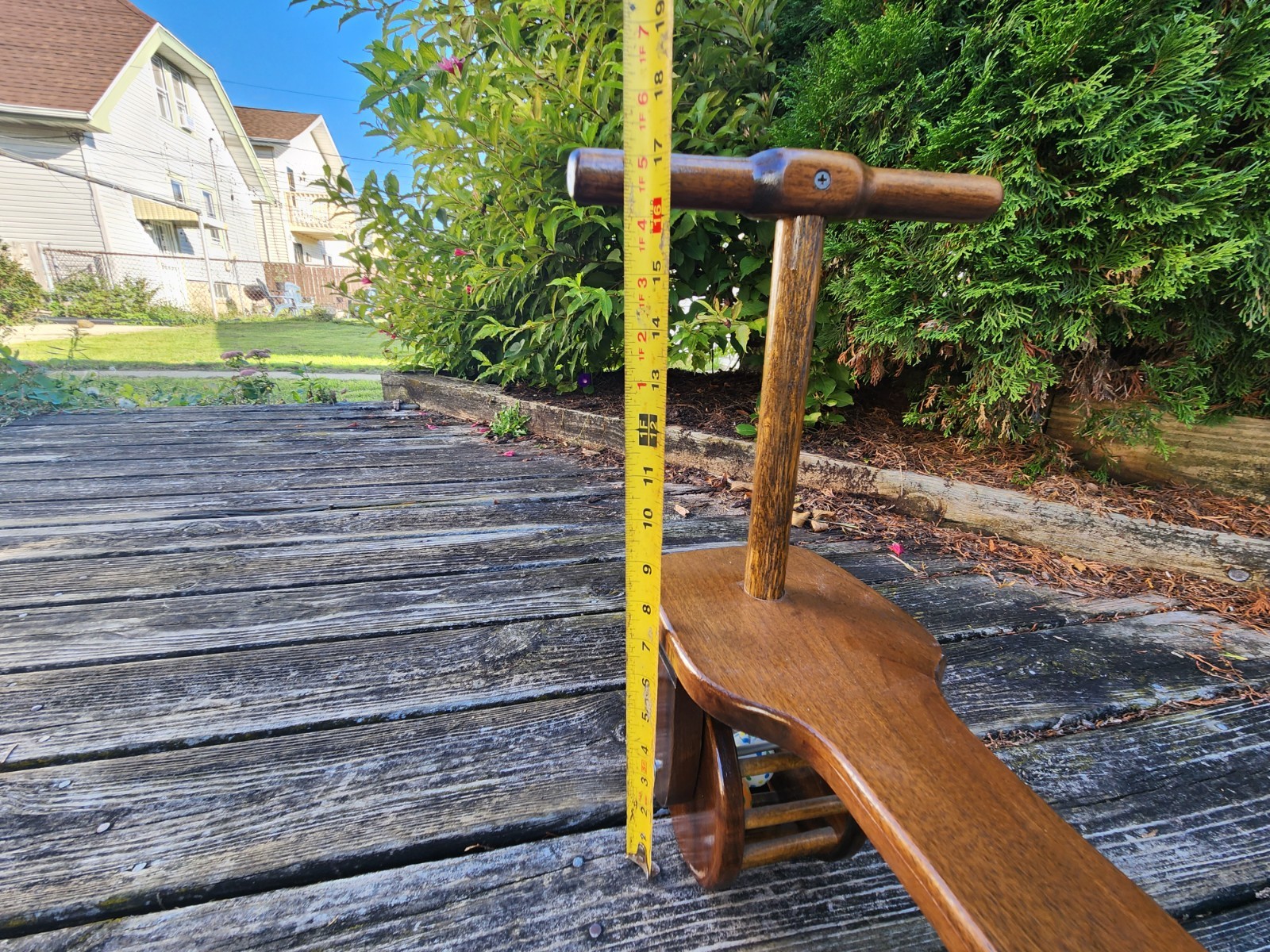 Wood Scooter Handmade Ride On Toy Ping Pong Ball Noise Maker Vintage Folk Art