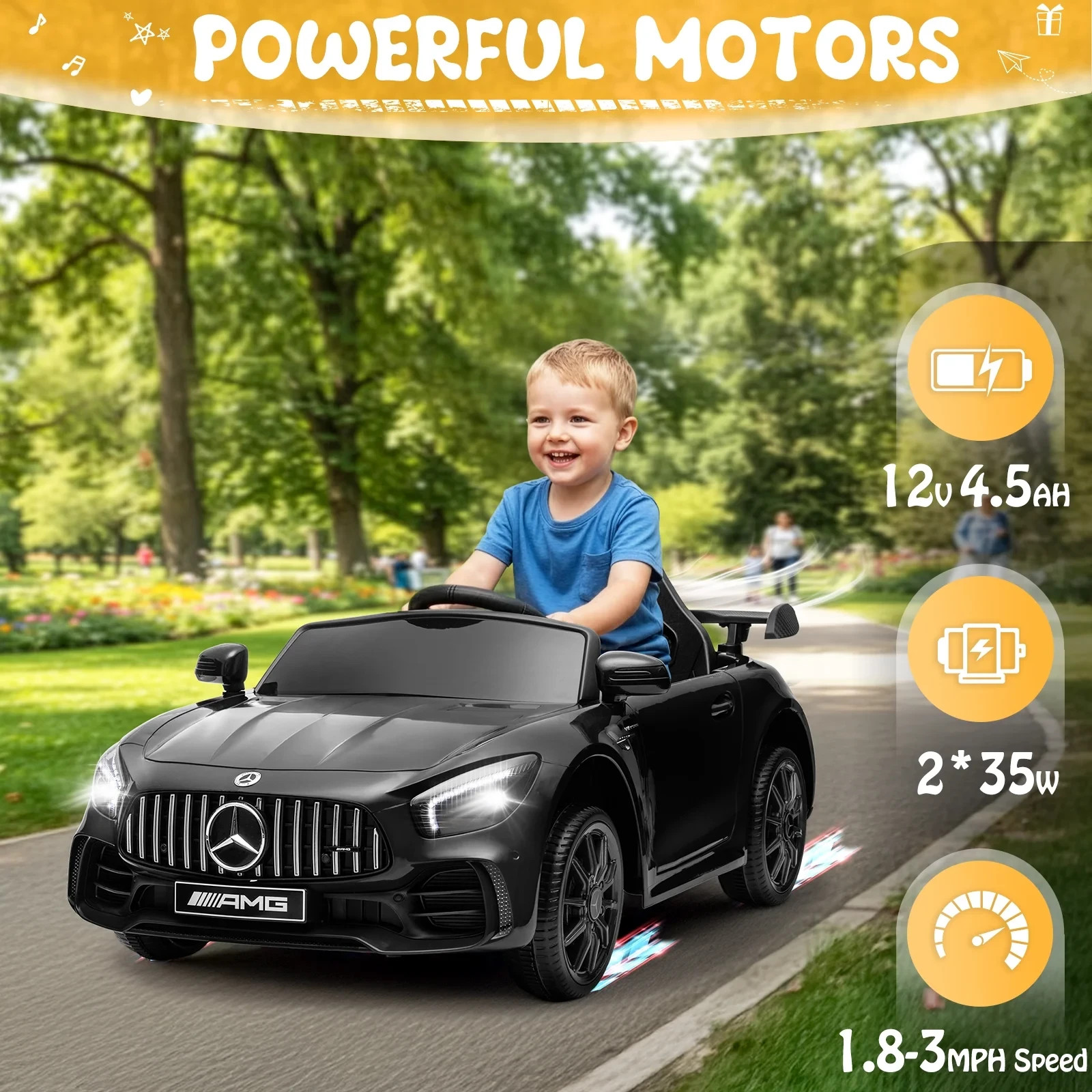 Mercedes-Benz AMG Licensed 12V Kids Ride on Car w/ Remote Bluetooth Enabled