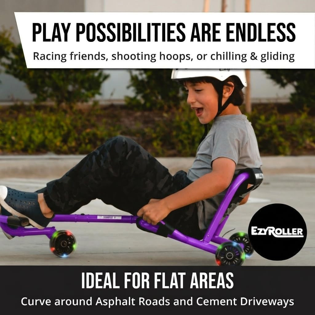 Classic with LED Wheels Ride on Toy for Kids, Ages 3-12, up to 154 Lbs – Purple