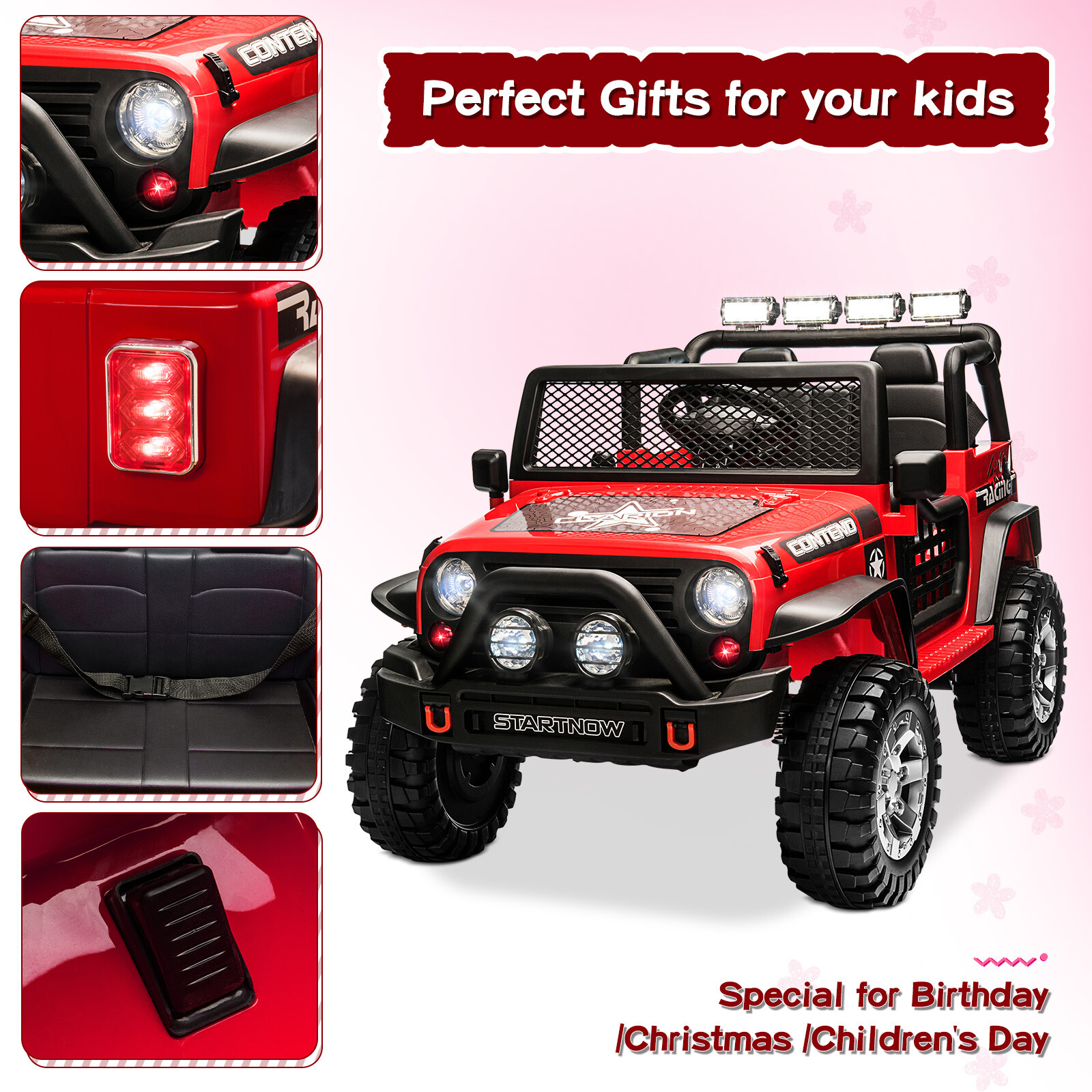 12VKids Ride On Car Toy Jeep Electric Vehicle Toy w/Remote Control+MP3 Xmas Gift