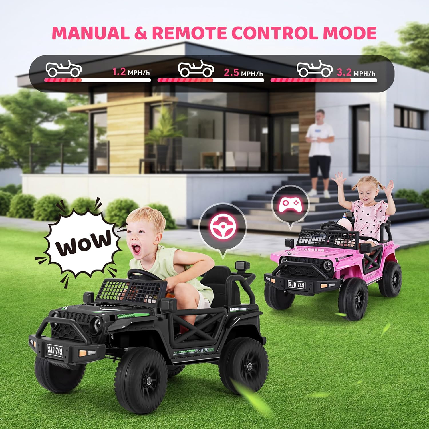 12V Kids Toddler Ride On Truck Electric – 7Ah Large Battery Electric Vehicles wi