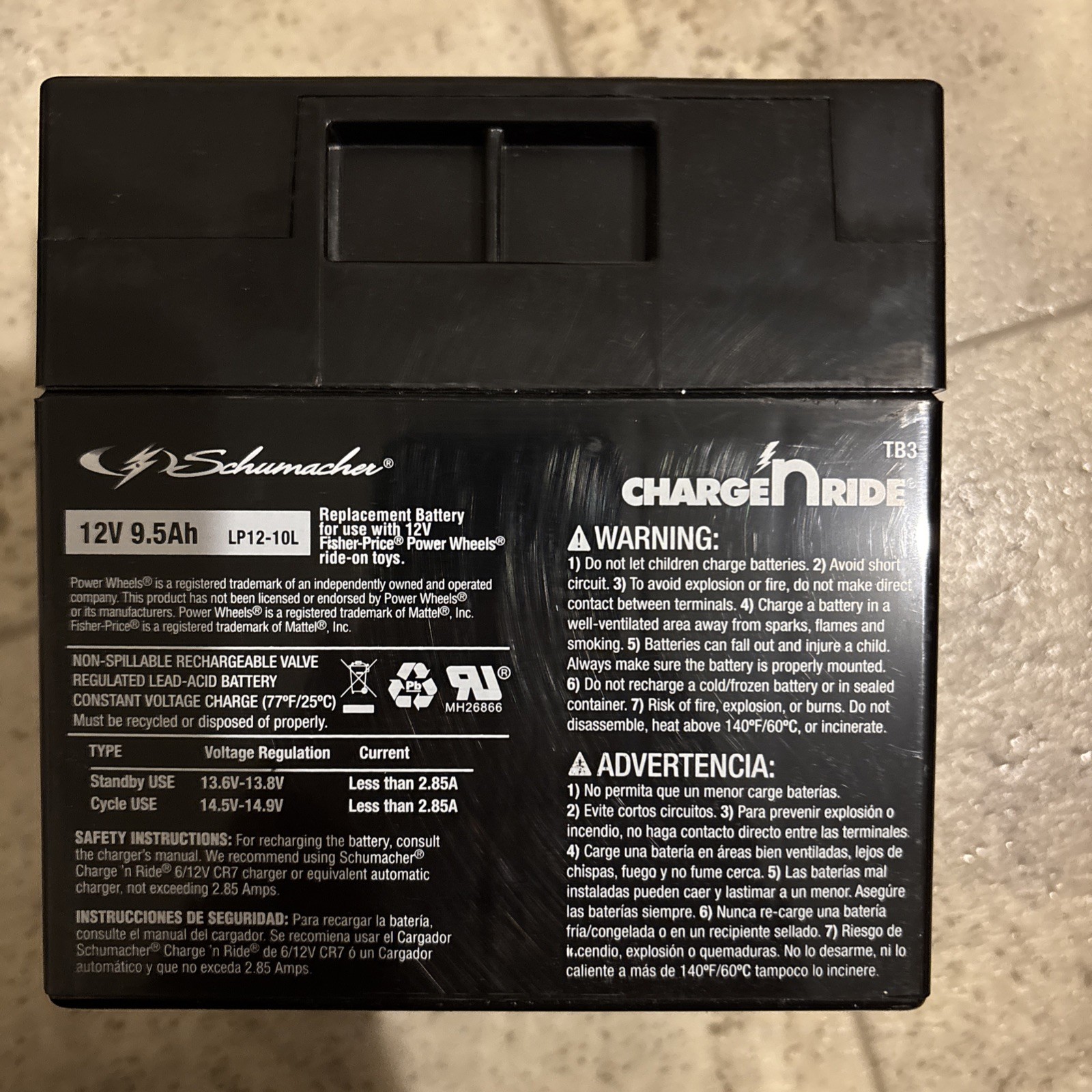 Schumacher Charge N Ride Battery. Rechargeble Battery 12v for Power Wheels New