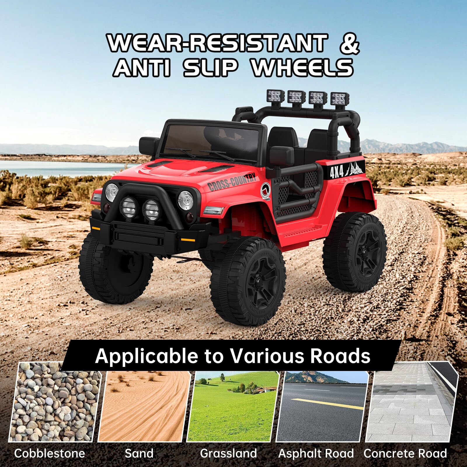 2-seat Kids Off-Road Vehicle Ride On Toys with Parent Remote Control Music LED