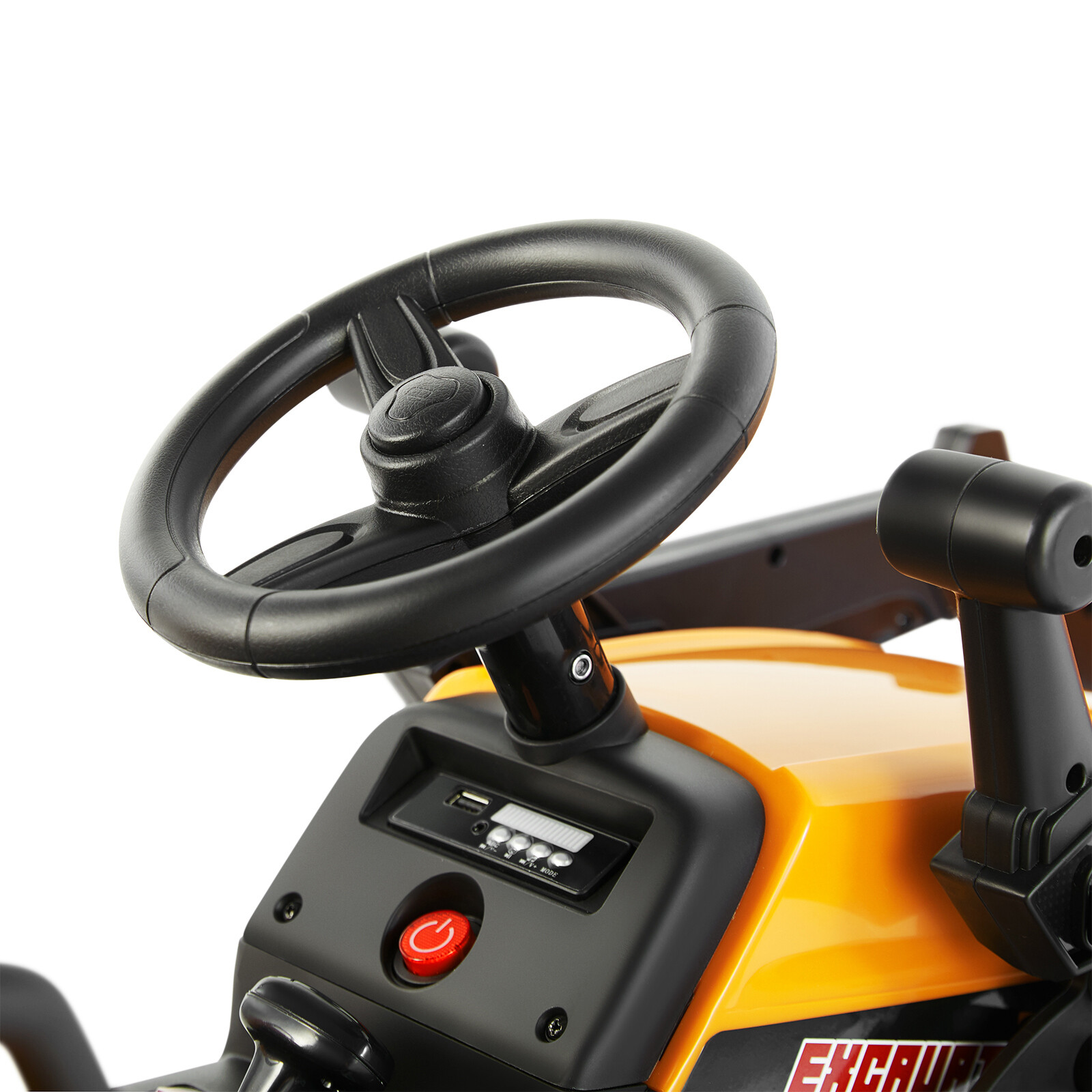 12V Battery Kids Ride On Excavator Digger Car with 3 Speed,Music,Remote Yellow