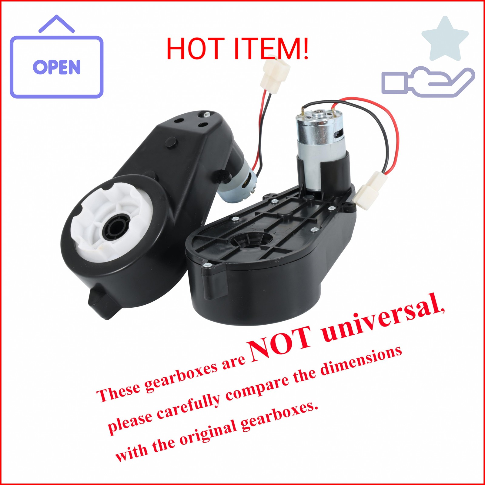 2 Pcs Kids Ride On Car Gearbox 550 12V Motor 40000RPM, Electric Motor Gearbox Mo