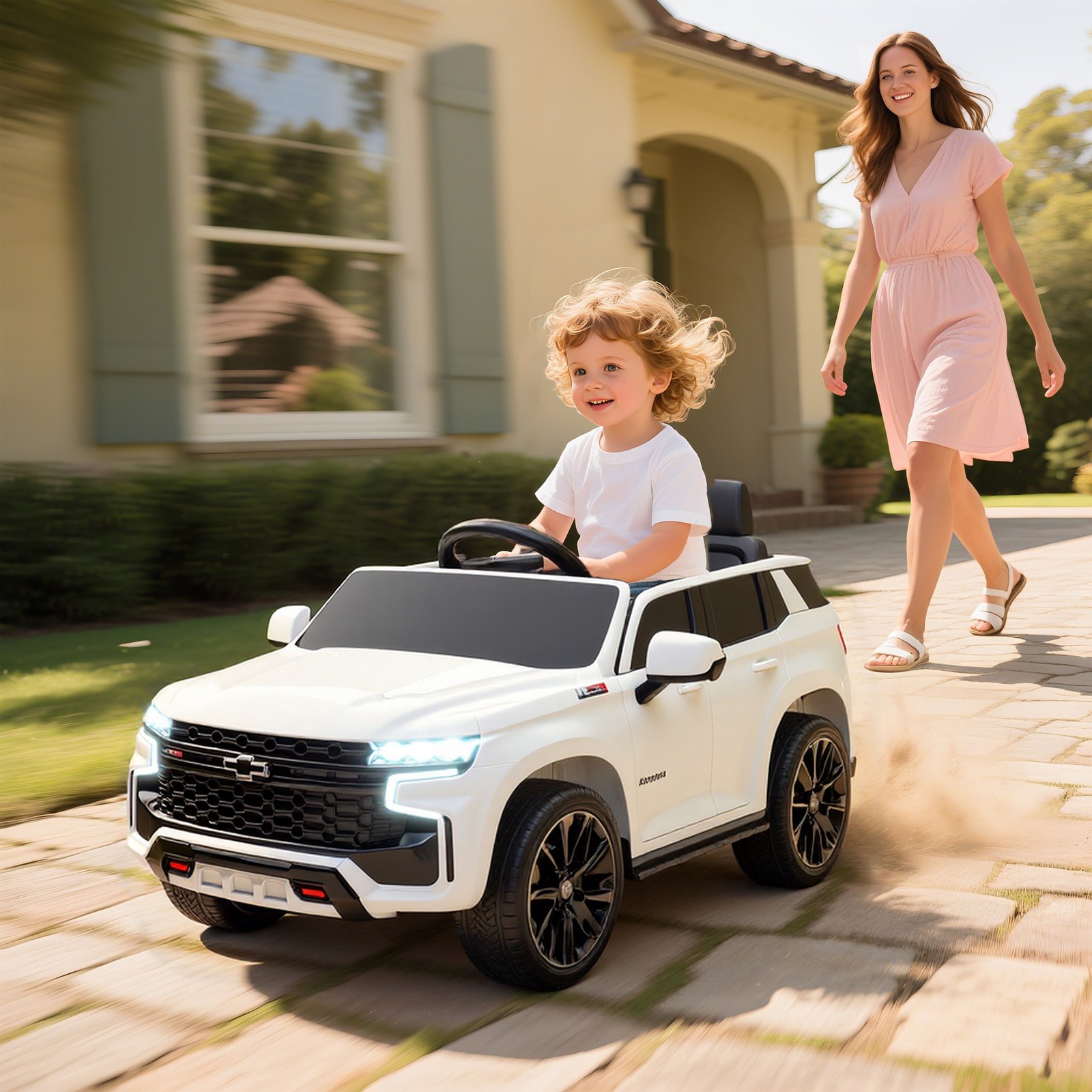Electric Ride on Car, 12V Kids Ride-on Toy, White