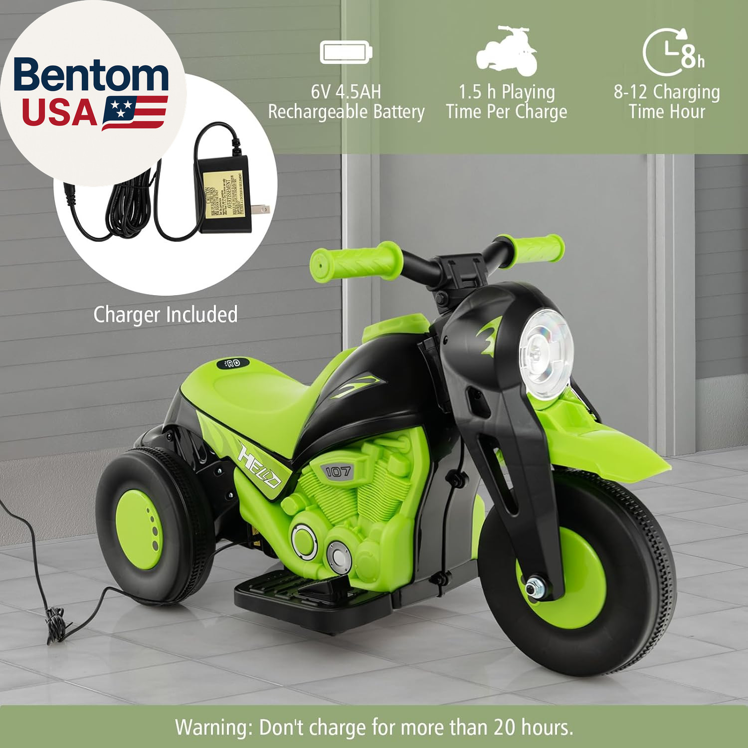 Kids Motorcycle, 6V Battery Powered Ride on Motorcycle with Bubble Maker, Music,