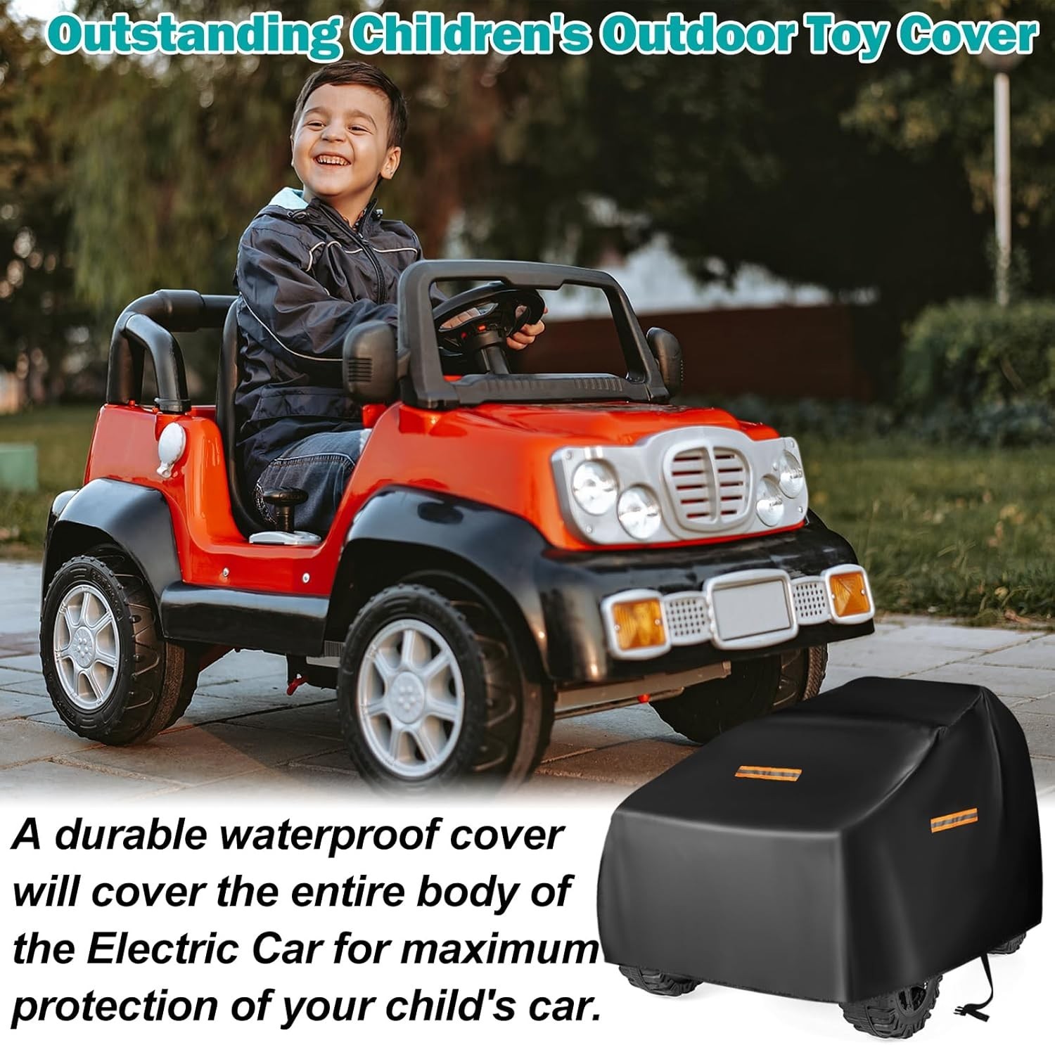Kids Ride On Car Cover,Large Power Wheels Cover Waterproof,Heavy Duty 420D Un…