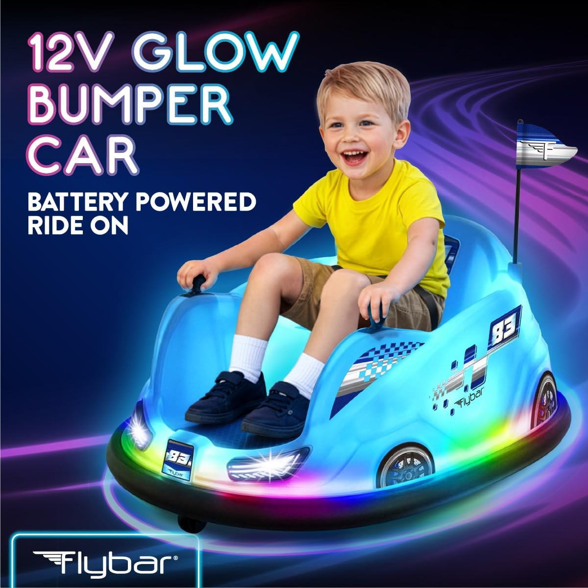12V Glow Bumper Car Ride on Toy – Indoor/Outdoor Toys, Toddler Toys, Bumper Cars