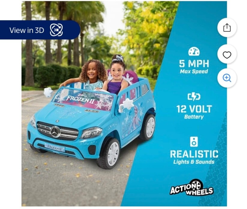 12V Disney’s Frozen Mercedes GLS-320 Powered Ride-on for Girls Ages 3+, up to 5