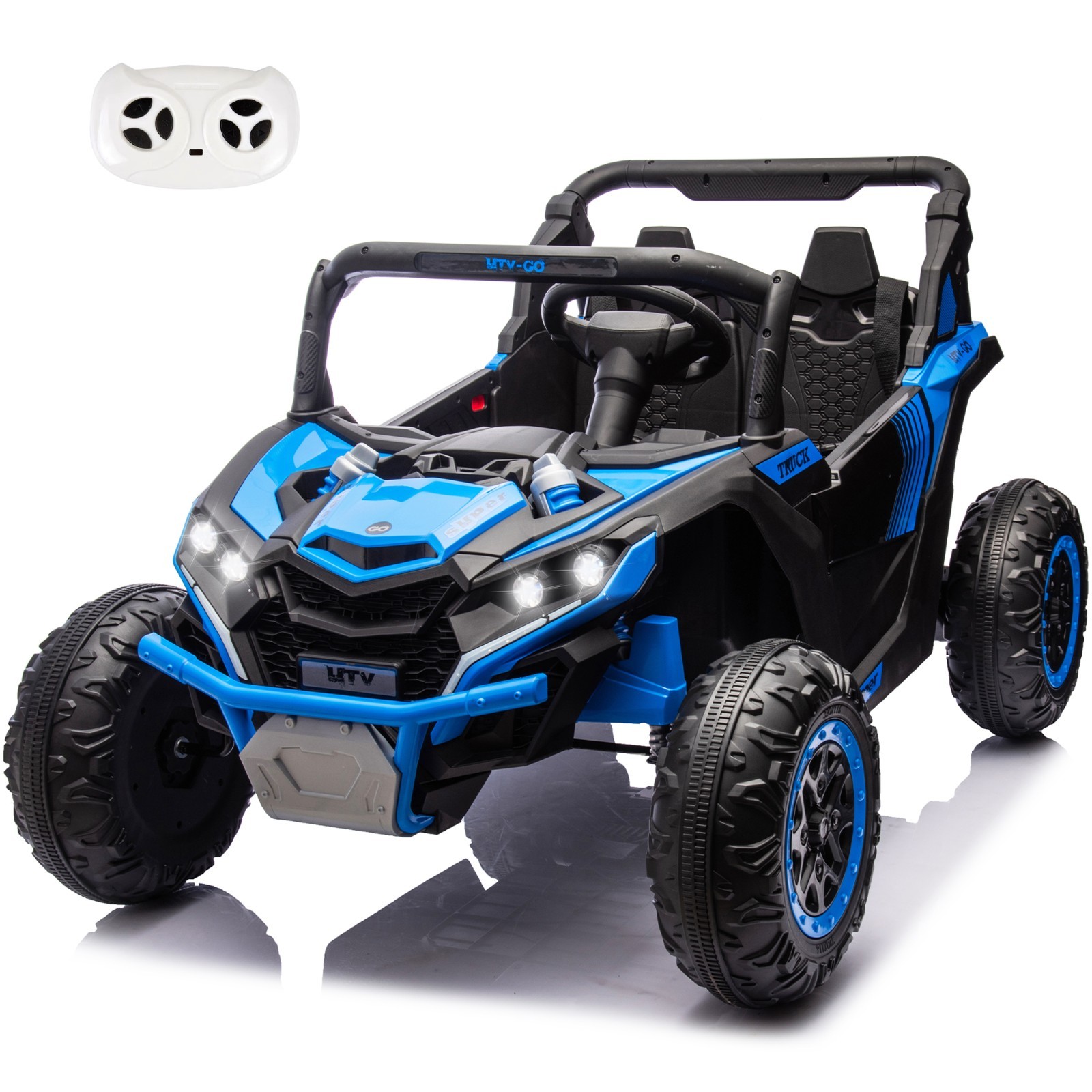 24V Ride on Electric Car for Big Kids 2 Seater UTV Off-Road Toys w/Remote, Blue