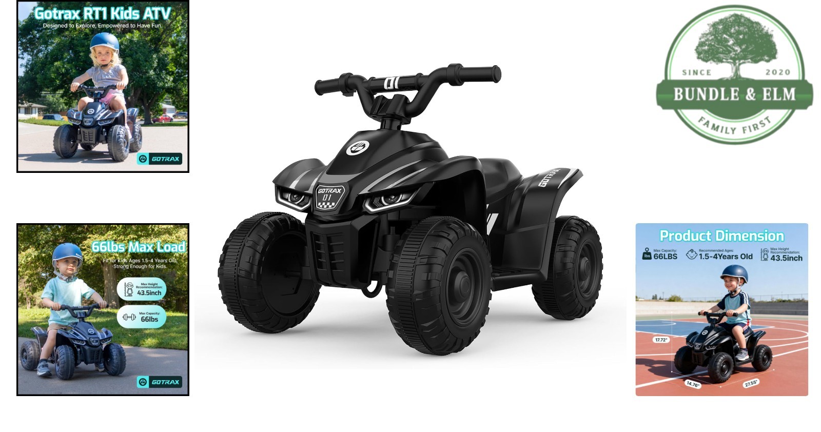 Ride-On Toy for Ages 1.5-4, 12V Battery Powered ATV with Anti-Rollover Features