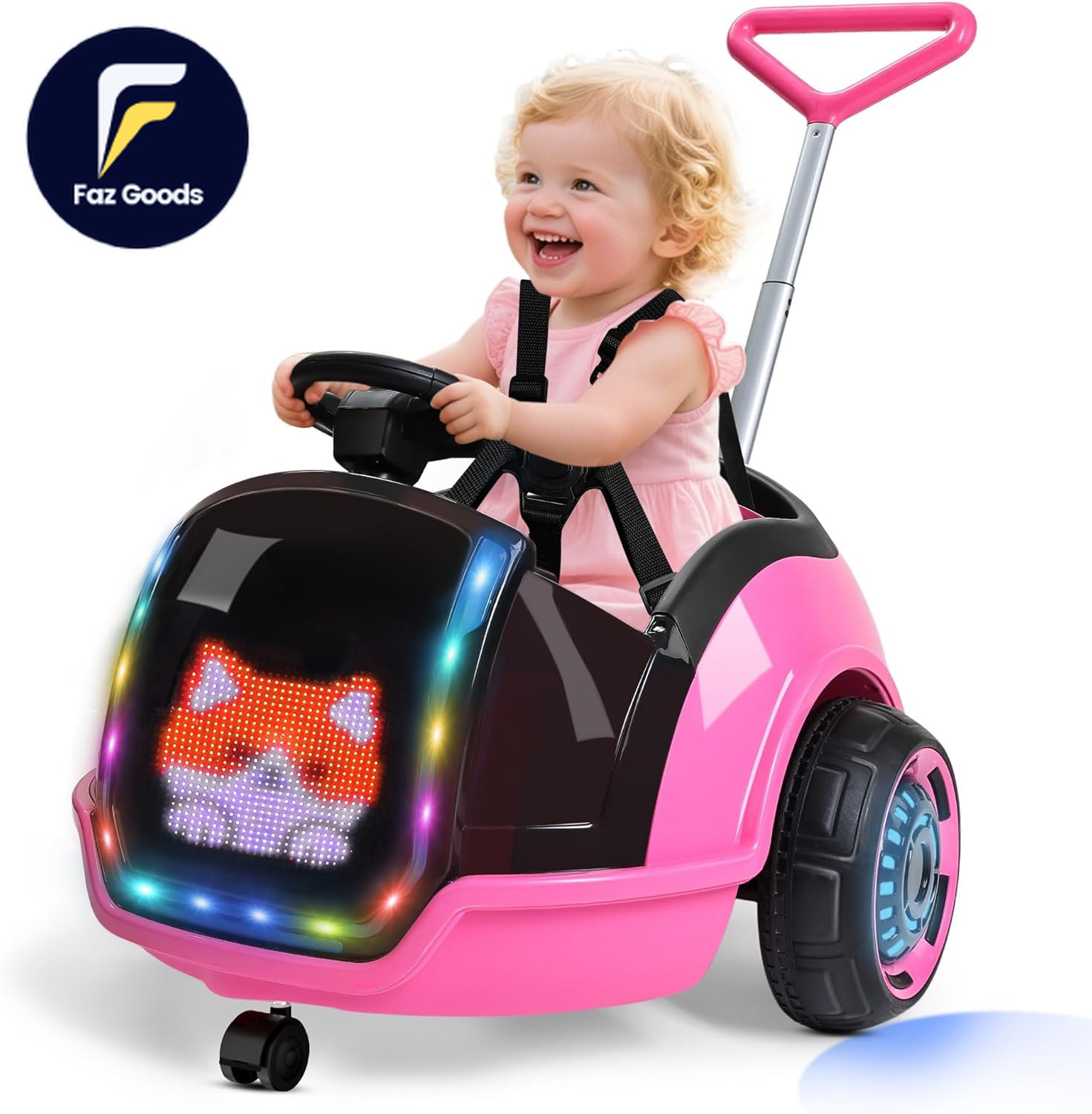 3-In-1 Electric Push Ride on Car 12V Kids Ride on Toy W/Remote Control, 360° Spi