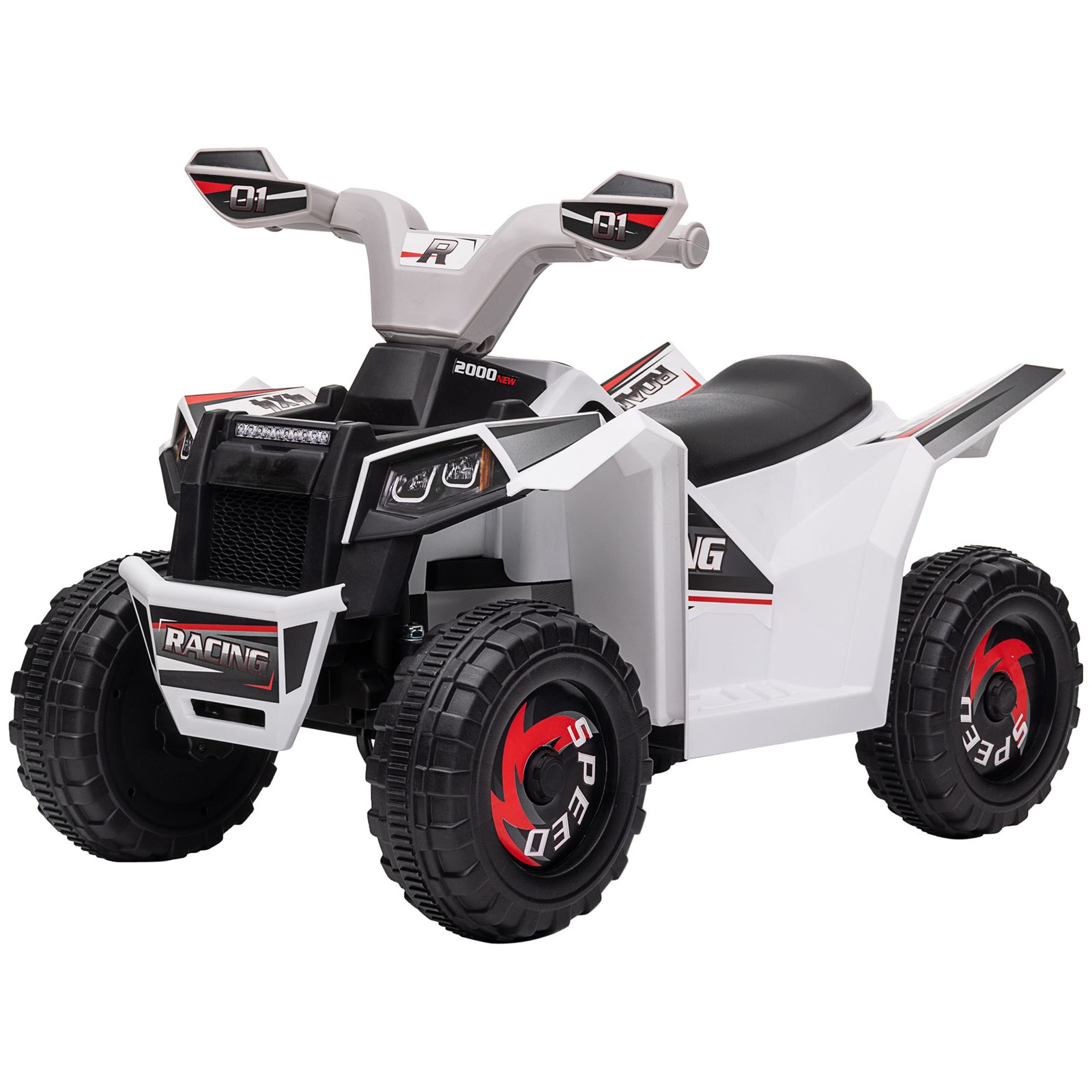 Kids ATV Quad Car, 6V Four-Wheeler w/ Forward Backward, White