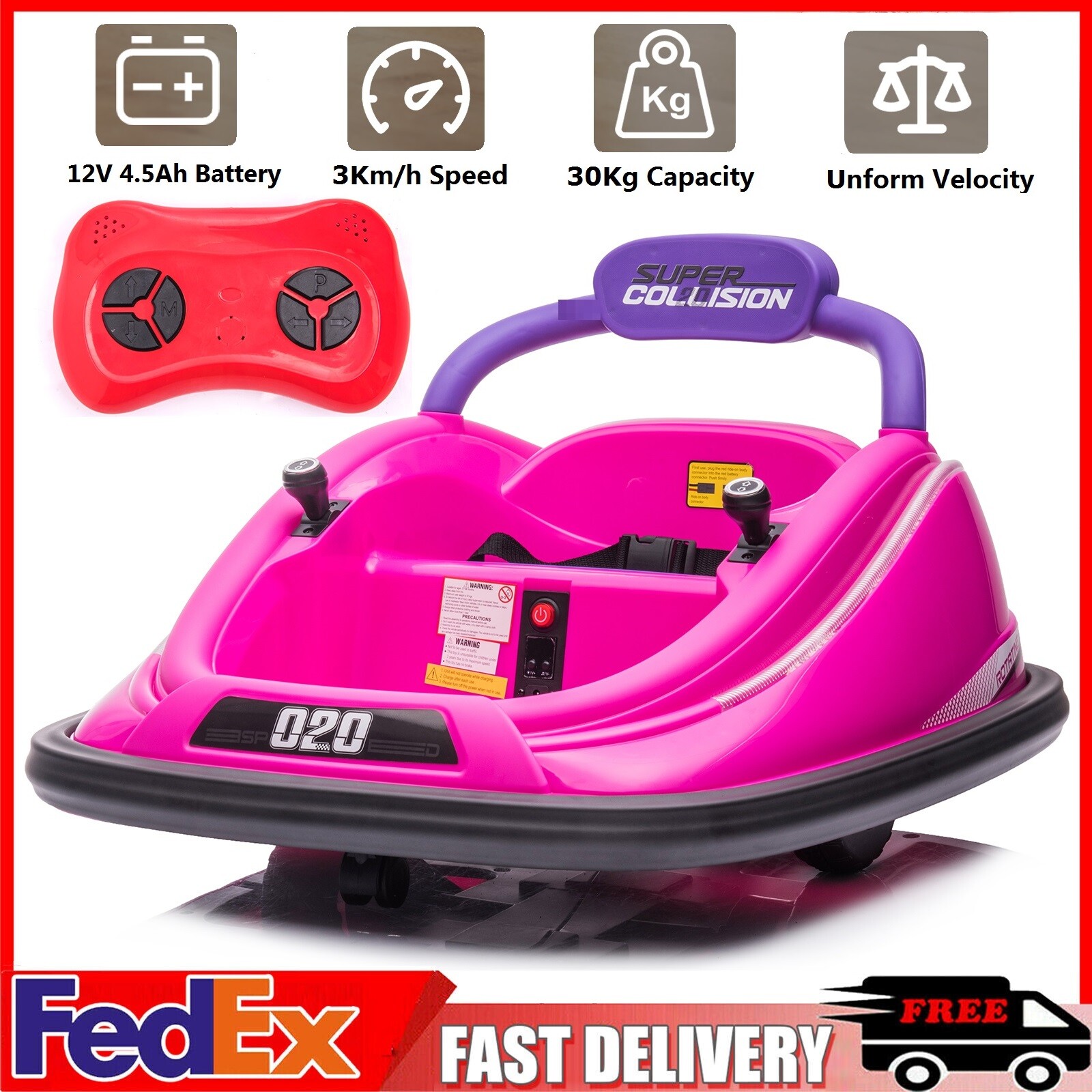 Electric 360° Rotation Kids Bumper Car Best Toy Gift, w/ Parent Remote Control