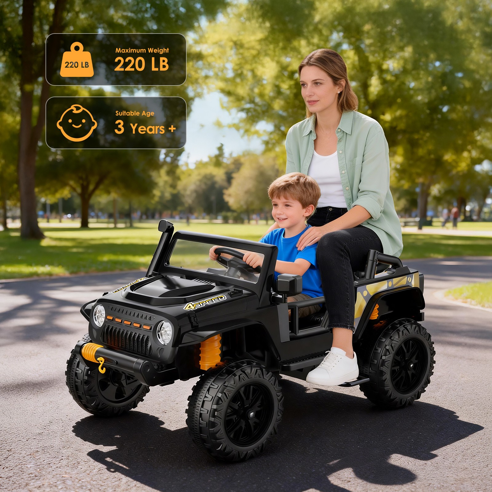 24V Kids ATV 4 Wheeler Quad Car Off-road Ride on Toy 6 mph Max-speed w/ LED MP3