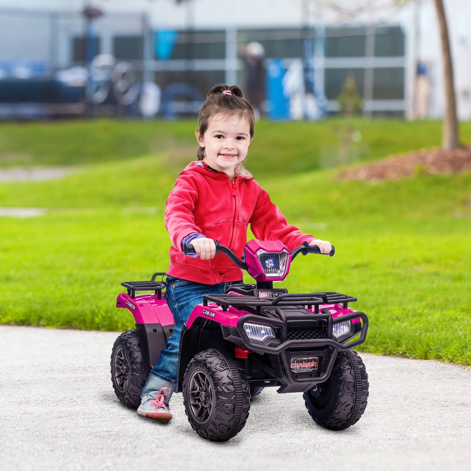 Aosom 12V Kids ATV w/ Forward Backward Function Music, Headlights, Pink