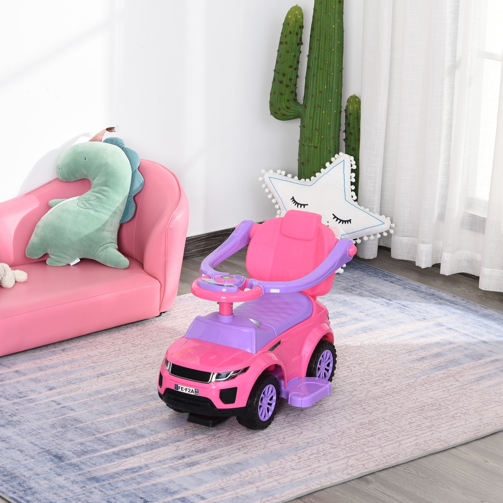 3-in-1 Toddler Push Car with Horn, Music & Lights, Ride On Toy for Ages 1-3