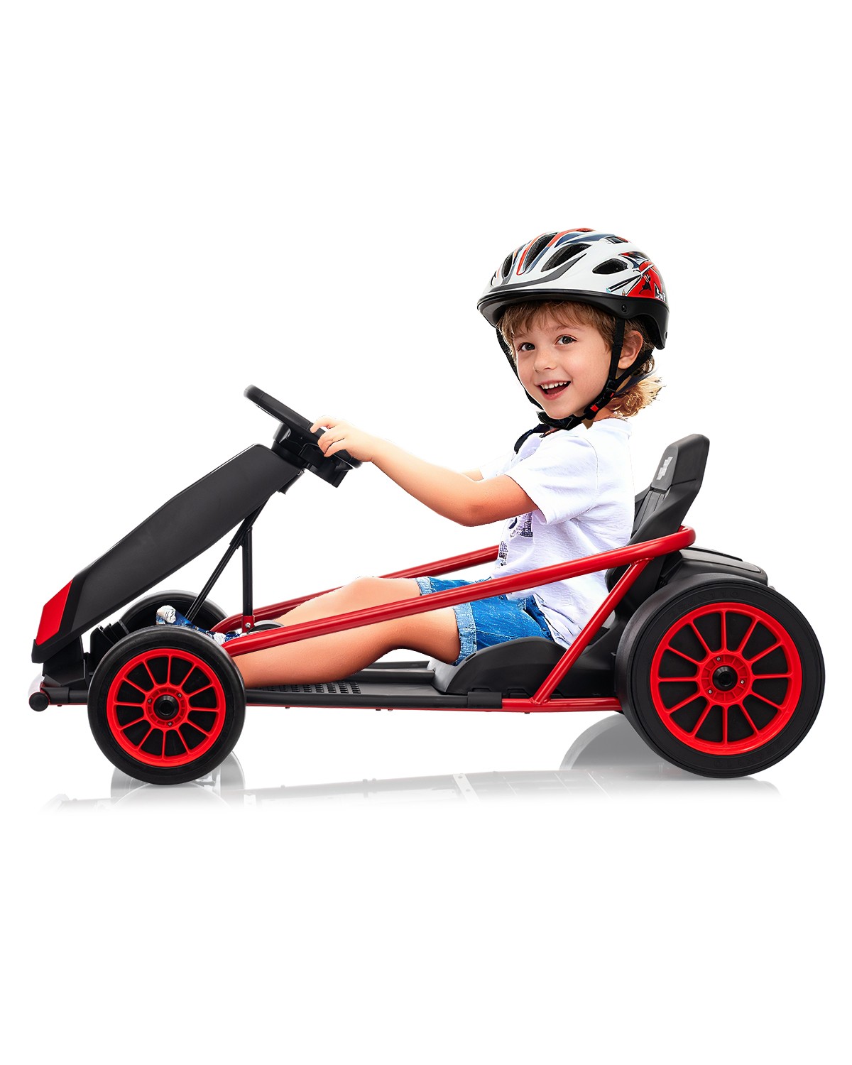 24V Kids Go Kart Dual 300W Motor 9Ah Battery Fast Drift Metal Frame Music