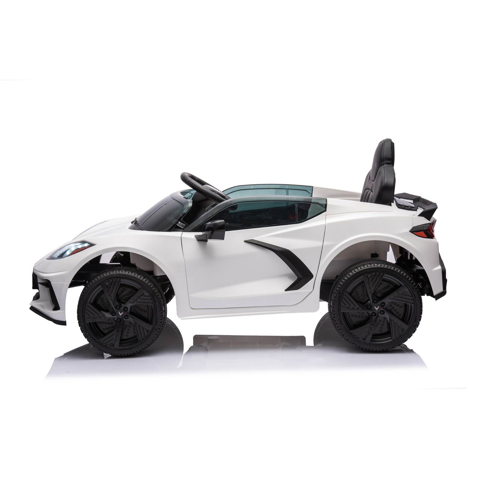 12V Chevrolet Corvette C8 Kids Ride On Car RC Remote Control Leather Seat White