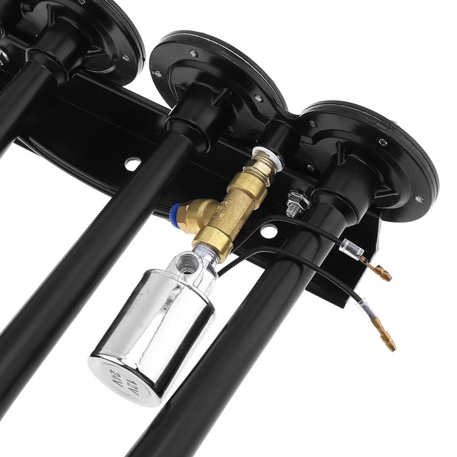 12V / 24V Truck Train Air Horn, 185dB Super Loud Four Trumpet Air Horn for Ca…