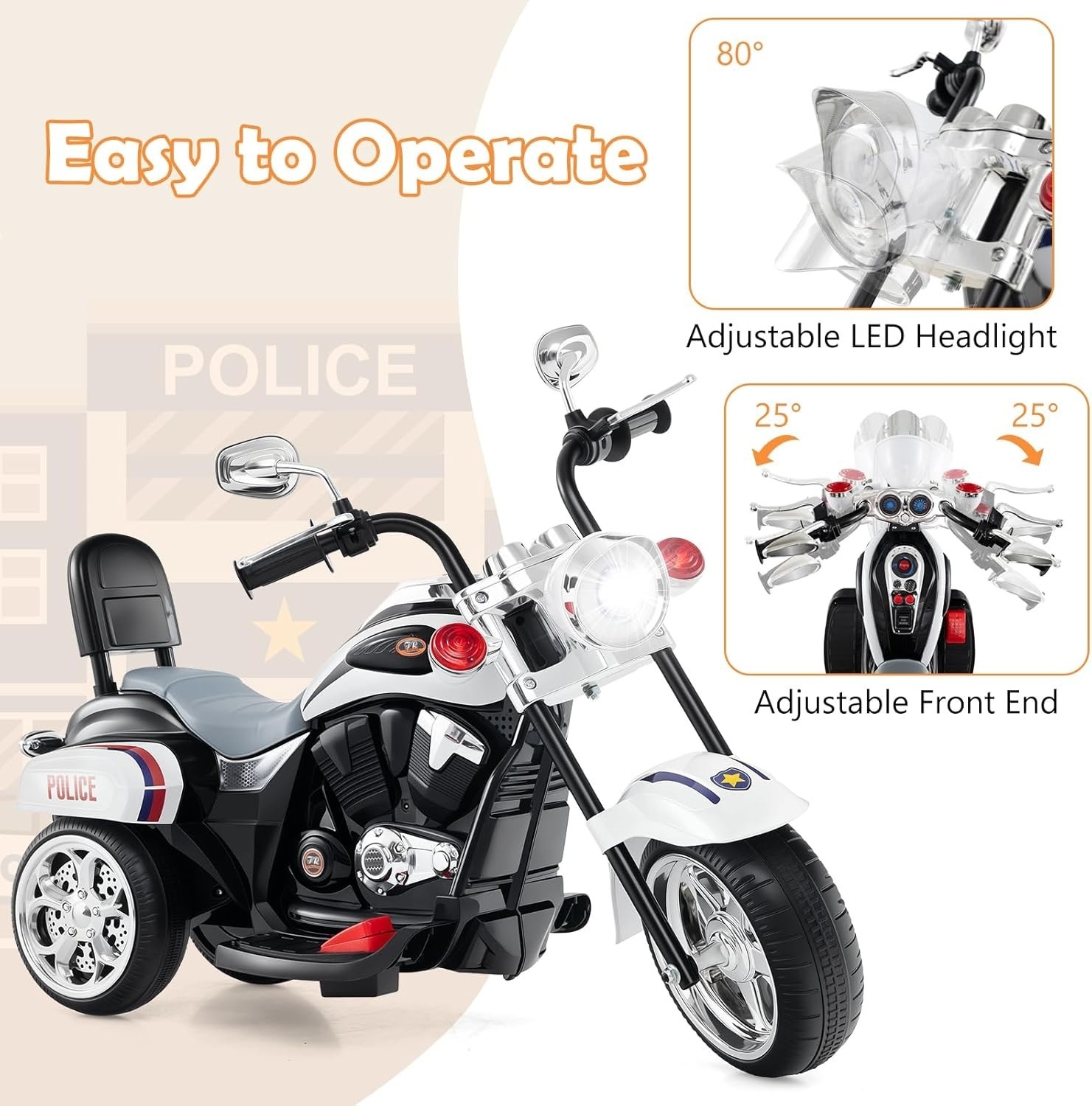 Motor Motocicleta Electrica Con Luces Y Sonido Para Niños De 3 A 7 Años Jugar US